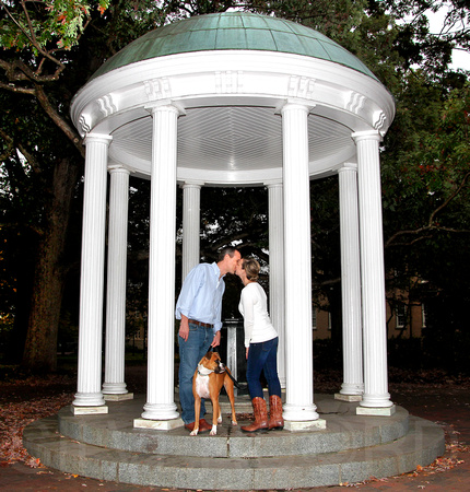 UNC  + Engagement photography+ a kiss + by the well