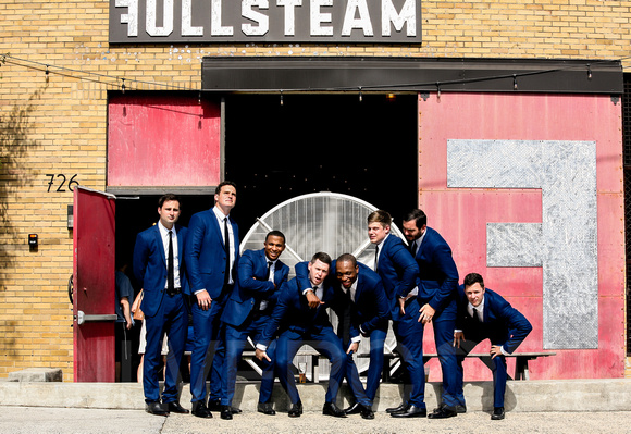 Wedding photography Groomsman Portraits at The Full Steam Brewery in Durham NC