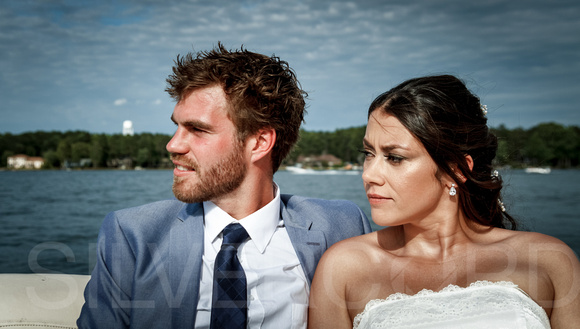 Couples wedding photography portrait on a lake near Pinehurst NC