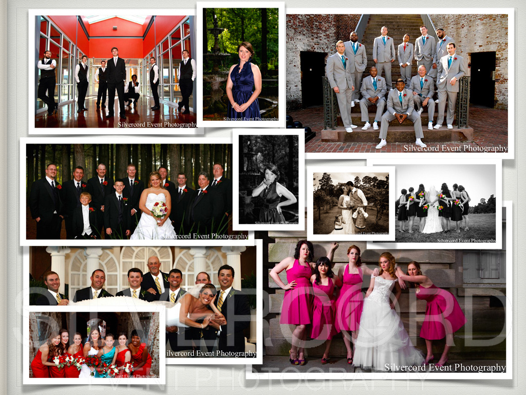 
A visual timeline hourly breakdown of a day of wedding photography, the “wedding party formal portrait” session.