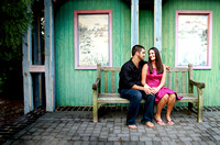 Engagement Photography + Raleigh, NC + JC Raulston Arboretum+bench
