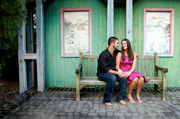 Engagement Photography + Raleigh, NC + JC Raulston Arboretum+bench