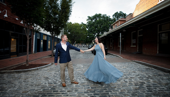 Raleigh engagement photography downtown with Bird Scooters and Train station-3