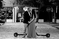 Raleigh engagement photography downtown with Bird Scooters and Train station-11