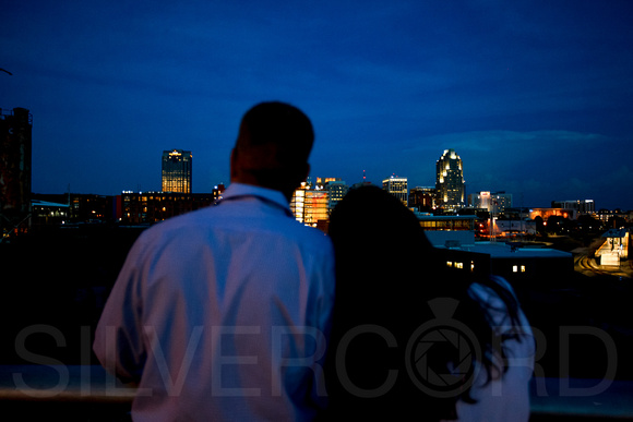 Raleigh engagement photography downtown with Bird Scooters and Train station-29