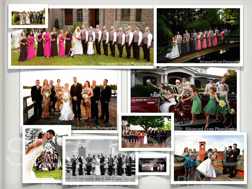 
A visual timeline hourly breakdown of a day of wedding photography, the “wedding party formal portrait” session.